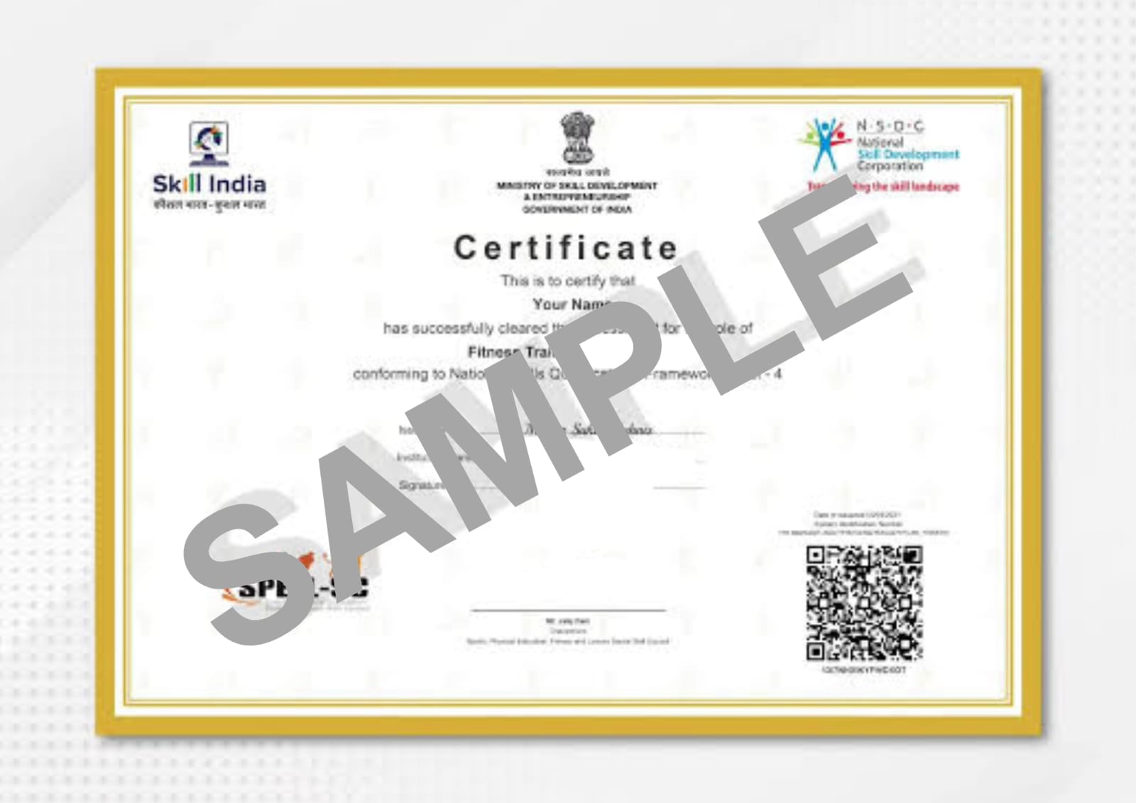 Sample certification preview